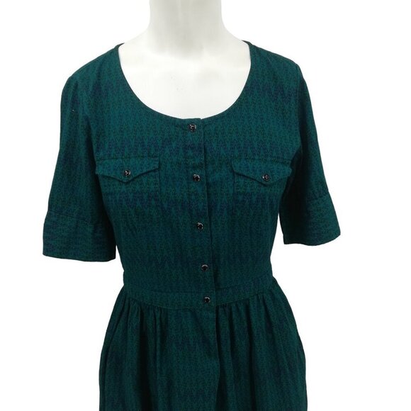 Stetson Embroidered Pearl Snap Short Sleeve A Line Dress Size XS Cotton Blue - Picture 8 of 16